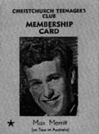 Christchurch Teenager's Club Membership Card